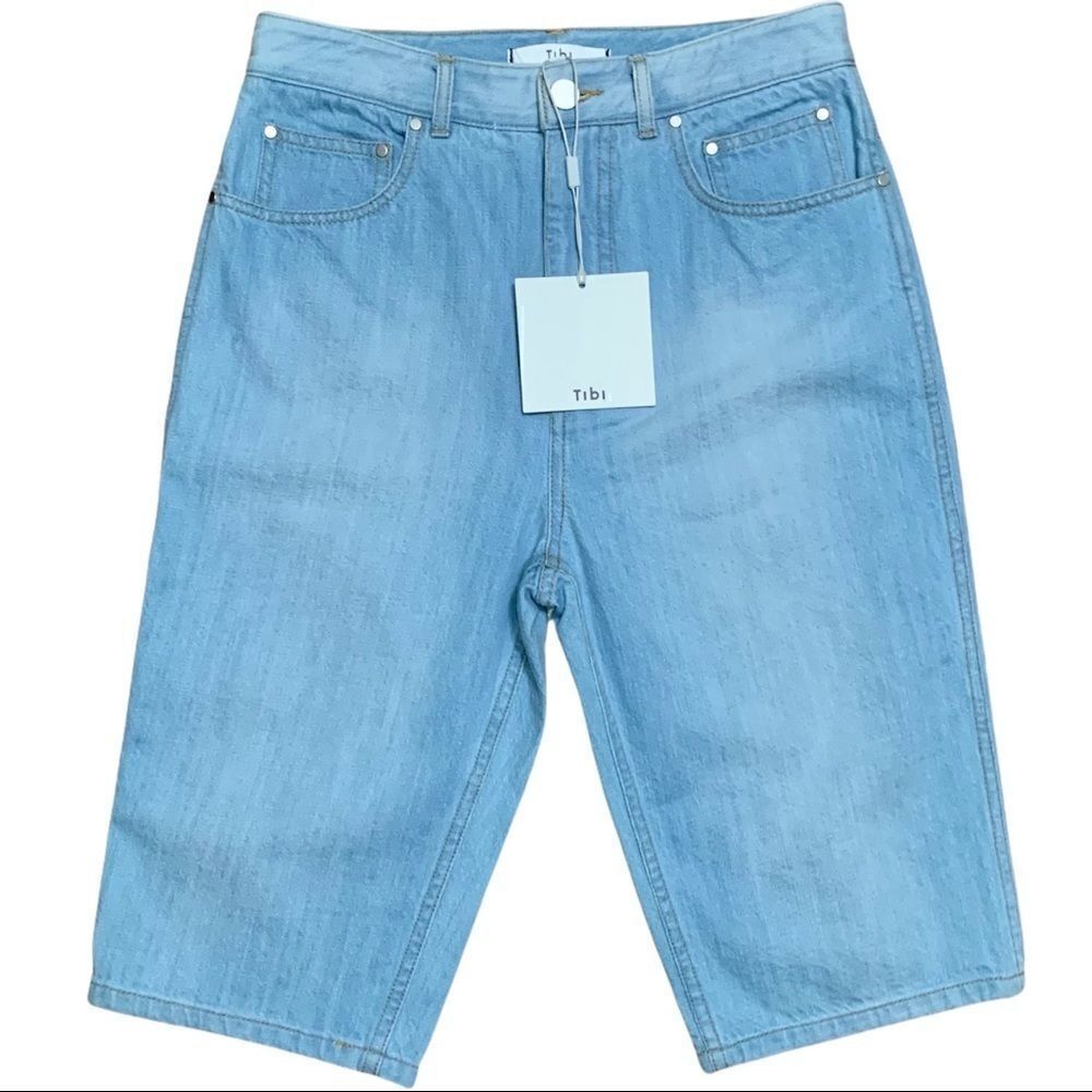 Tibi Vintage Denim Short in Vintage Stone Wash - Picture 3 of 8
